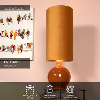 Lucide ESTERAD - Floor lamp - Ø 34 cm - 1xE27 - Ocher Yellow